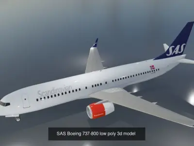 Boeing 737-800 low poly model with 7 liveries 3D Model Collection