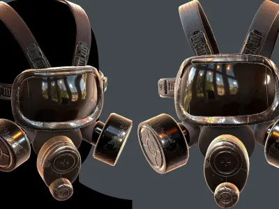 Gas mask helmet 3d model scifi Low-poly Low-poly 3D model