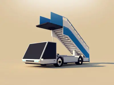 Cartoon Low Poly Airport Gangway Low-poly 3D model