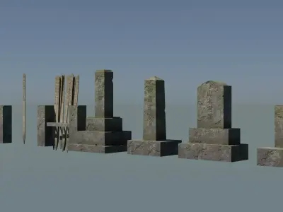 Japanese Gravestones Low-poly 3D model