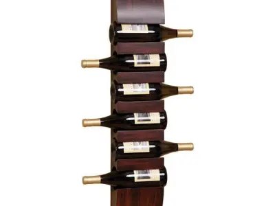 Wall Mounted Wine Bottle Rack in Cherry Wood Free 3D model