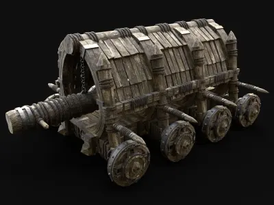 BATTERING RAM MEDIEVAL WAR MACHINE SIEGE ENGINE TANK AAA Low-poly 3D model