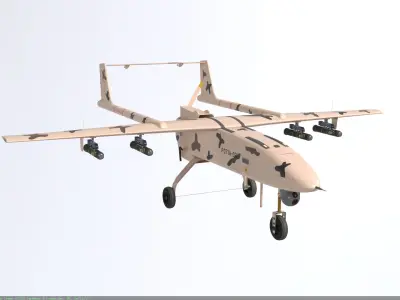 Fighter Drone P071A-020  Low High Poly High-Precision Low-poly 3D model