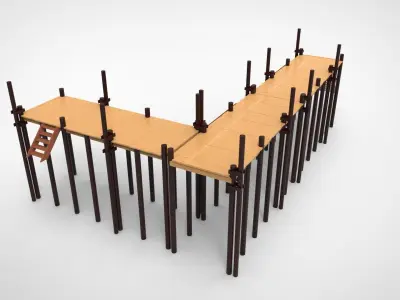 traditional jetty harbor Low-poly 3D model