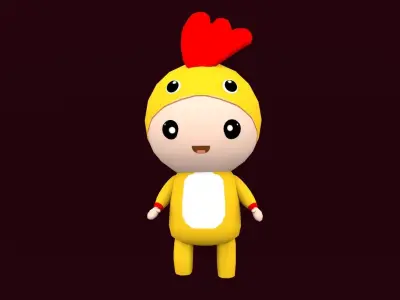  Chibi Chicken Animated For Games Free low-poly 3D model