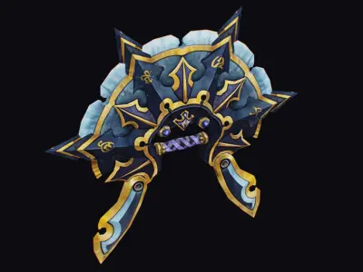 Cross Shuriken War Fan Cutting Asian Edged Weapon Low-poly 3D model