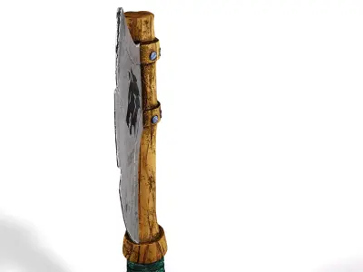 Stylized Wolf Embossed Axe Game Ready Model Low-poly 3D model