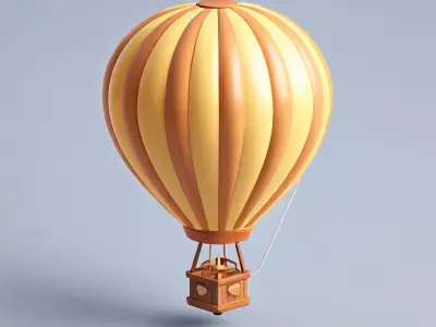 Low Poly Cartoon Hot Air Balloon Low-poly 3D model