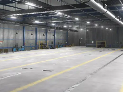 Truck Repair Workshop Interior 01 All PBR Unity UE Textures Low-poly 3D model