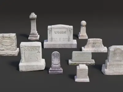 Gravestones Asset Pack Low-poly 3D model