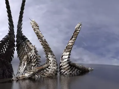 Dragon Bone Floating Mountain winter structures 3D model