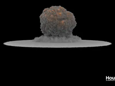 Houdini Power Asset - Nuclear Explosion Low-poly 3D model