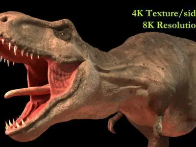 Tyrannosaurus Rex full rigged animated 3D model