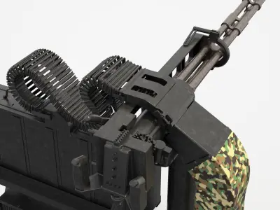 Gatling Gun with inner parts 3D model