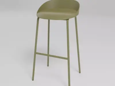 TEAM - Polyurethane stool with footrest - Free 3D model