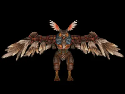 fantasy owl flying Low-poly 3D model