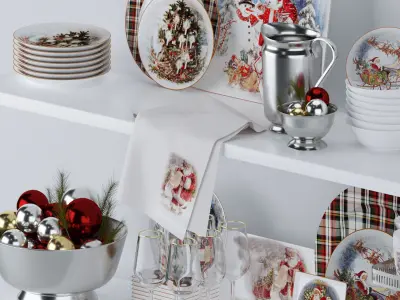 Christmas Decorative set 3D model 5