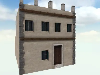 Old High-Quality 3D Colonial House Low-poly 3D model