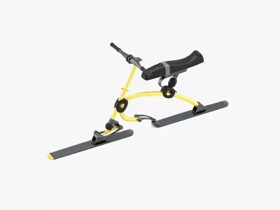 Skibob exercise bike with handlebar 3D model