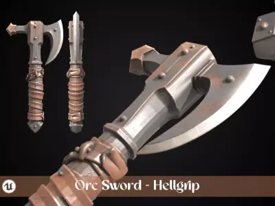 Stylized Orc Sword - Hellgrip - Game Ready 3D model