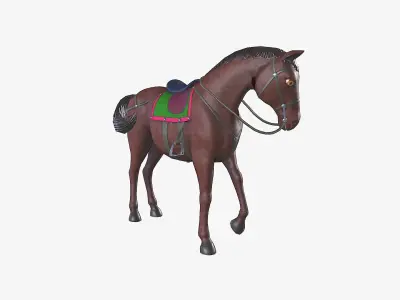 Horse for game Low-poly 3D model