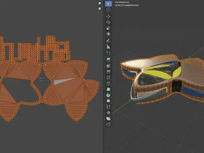 Concept Spaceship Low-poly 3D model