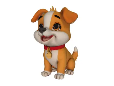 Cute Dog Low-poly 3D model