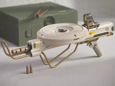 Futuristic Mini LMG Weapon PBR Low-poly 3D model