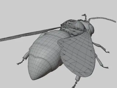 3D animated bee Low-poly 3D model