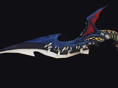 Dagger Dragon Jaw Teeth Short Blade Sharpener Wedge Grinding Low-poly 3D model