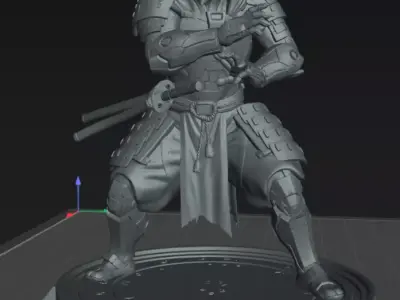Samurai Cyber Shogun Ronin 75mm STL Sci-Fi Miniature 3D print model