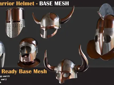 50 Warrior Helmet Base Mesh - VOL 01 3D model