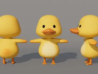 Rigged Cartoon Duck Low-poly 3D model