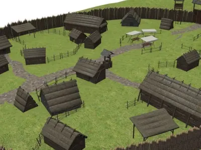 Early medieval castle Free low-poly 3D model