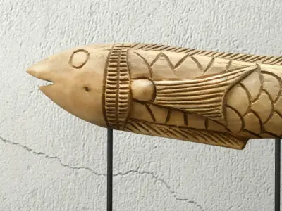 Hand Carved Wood Fish 3D model