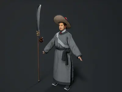 ancient chinese warrior  Low-poly 3D model