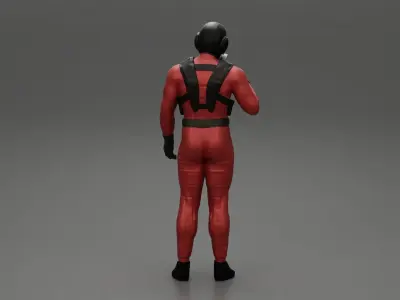 Jet pilot standing in a oxygen mask 3D print model