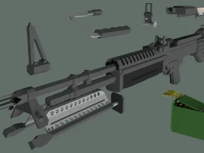 3D FREE Low Poly Stylized M60 Machine Gun Free low-poly 3D model