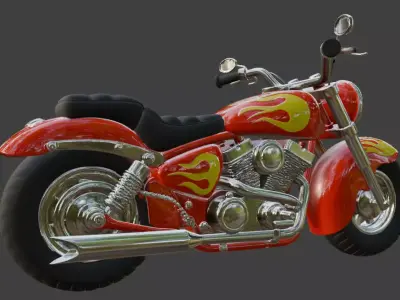 Cartoon Red Motorcycle 3D Model 3D model 5