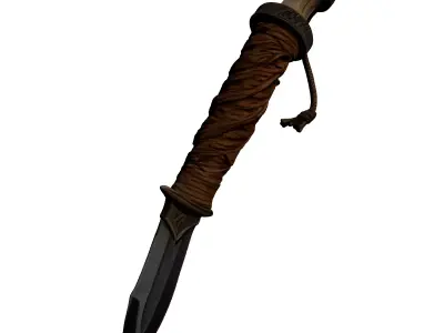 Fantasy Ornate Leather Wrapped Dagger 3D model