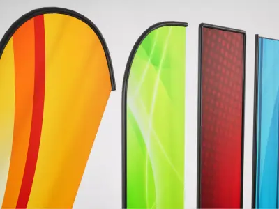 Banner commercial flag Low-poly 3D model