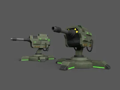 GunTurrets Low-poly 3D model
