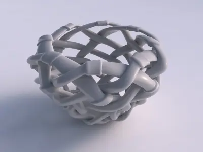 Bowl cylindrical with interlacing soft edged lattice and ribb... 3D model
