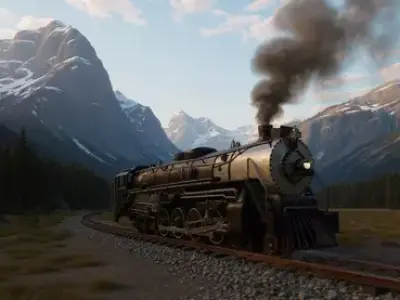 4-8-4 Fully Rigged and PBR Textured 1900s Steam Train Locomotive 3D model