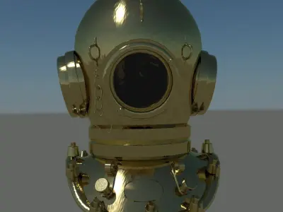 Low Poly Vintage Diving Helmet 3D model