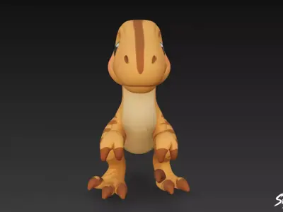 Cartoon Plush Velociraptor Low-poly 3D model