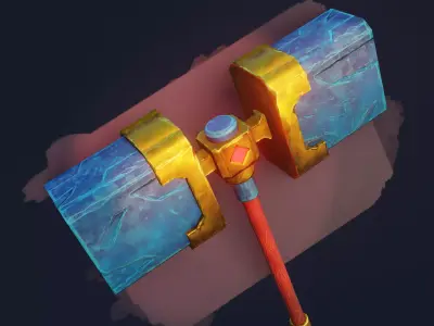 Stylized Hammer Game Ready  Low-poly 3D model