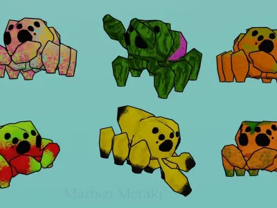 Low Poly Cartoon Cute Spider Low-poly 3D model