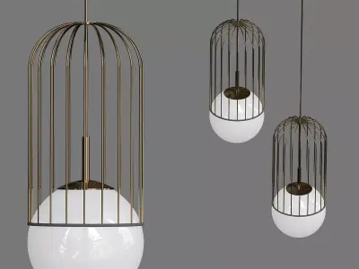 TELFORD three bird cage lamps with ball in middle 3D model