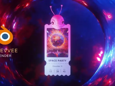 Space 3D ticket Blender template Eevvee render 3D model